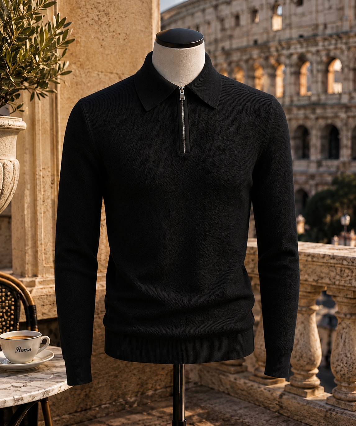 Polo Demi-Zip ROVIANO Noir
