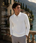 Polo demi-zip blanc ROVIANO porté en Italie