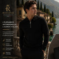 Polo demi-zip noir ROVIANO porté en Italie